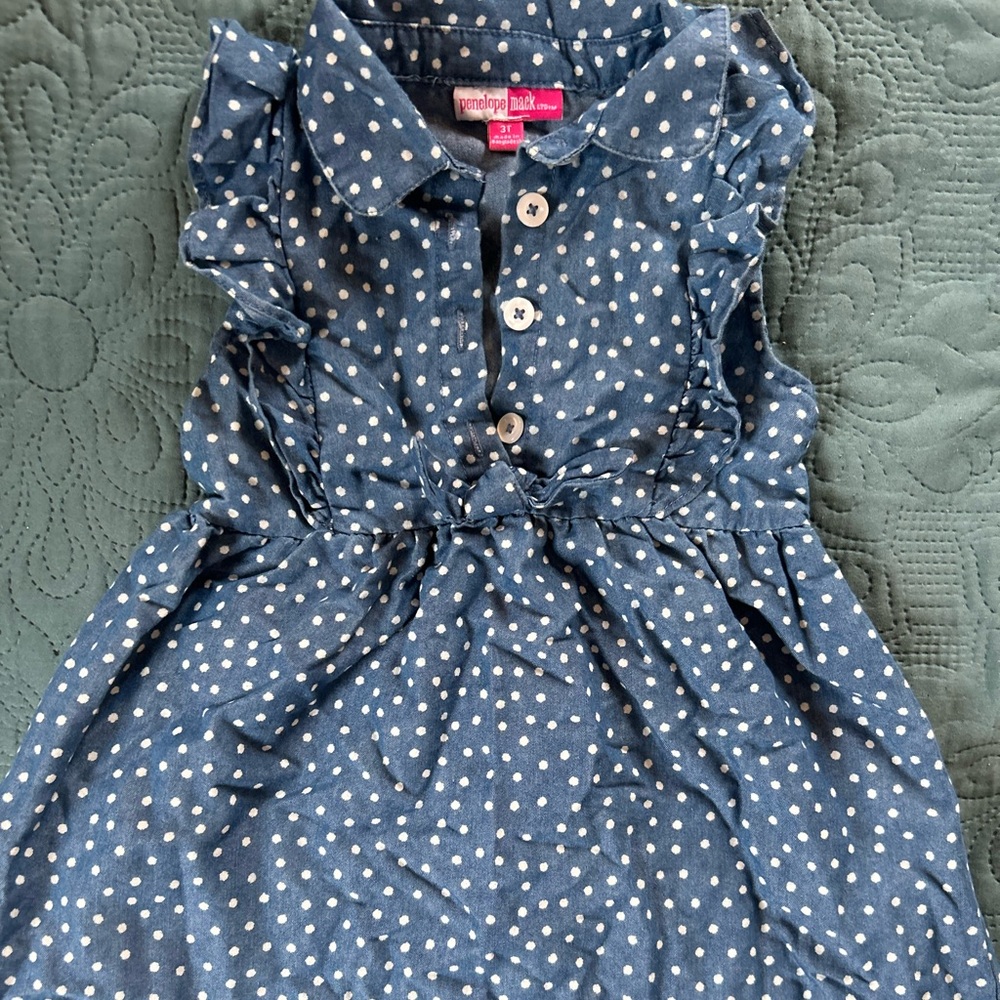 Penelope Mack Navy Blue Polka Dot Sleeveless Dress